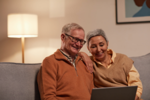 wisconsin older couple working on online estate planning forms